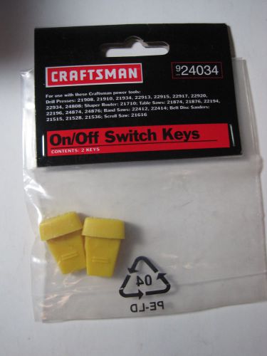 Craftsman Yellow On-Off Switch Keys 924034 2-Pack NIB
