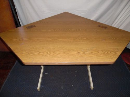 Office desk furniture wood/metal &#034;diamond&#034; shaped used heavy duty for sale