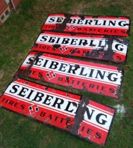 4 Seiberling porcelain signs Huge signs 2ft by 6ft! Salvaged petroliana