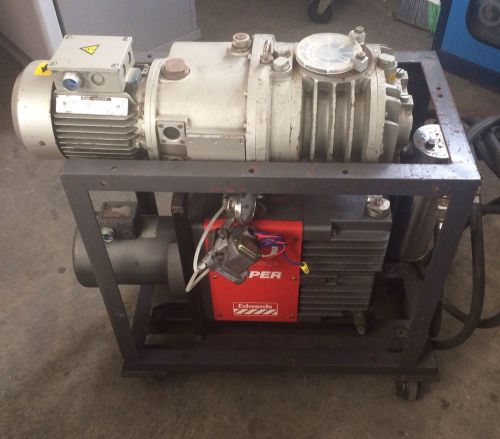 Edwards E2M40 Two Stage High Vacuum Pump w/ EH 250 Mechanical Booster and Rack