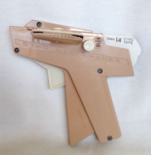 Vintage dymo label maker beige plastic embossing gun uses 1/4” tape for sale