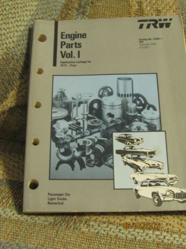 TRW Engine Parts Vol.1 Catalog #X3001-1 X3001 1987 Data Book