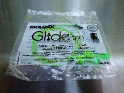 MOLDEX Glide trio 6445 *5 Pair* of Reusable Corded Earplugs CMYK Green NPR 27