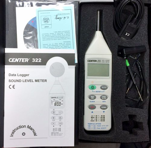 Center 322 data logger handheld sound level meter 30 - 130 db w/ 232 pc cable for sale