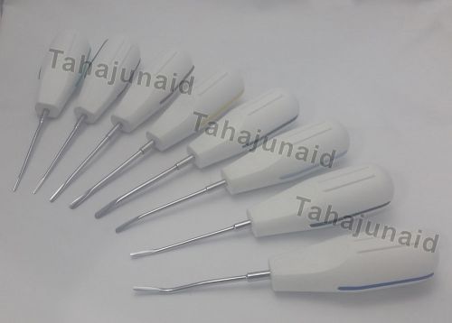 8 Pcs Dental Luxator Elevator Tooth Extraction Tools, Straight Curved &amp; Angled