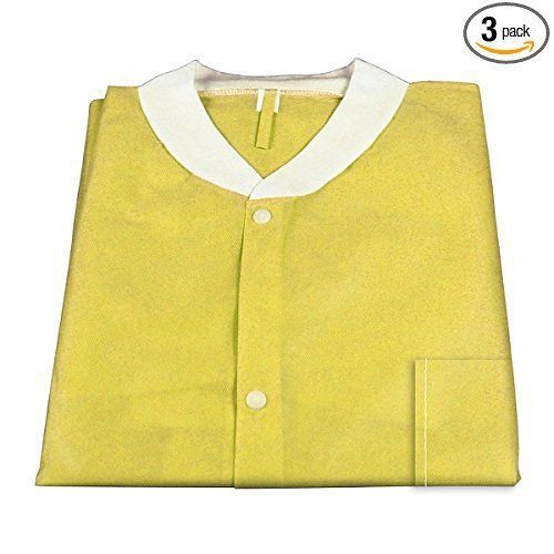 30 pack Dynarex 2046 Lab Jacket SMS with Pockets, Yellow, XX-Large, New