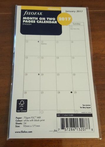 2017 FILOFAX Personal Month on Two Pages Diary/Calendar - 17-68410