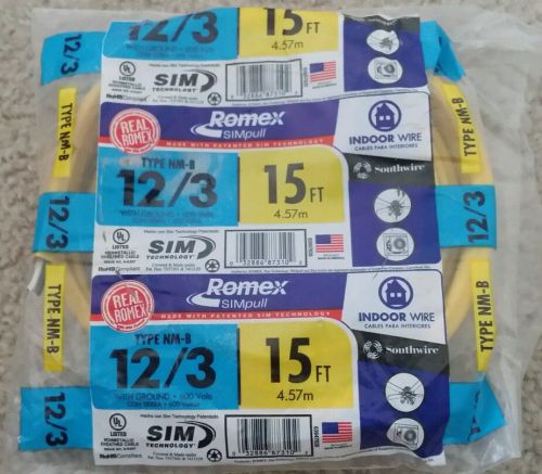 12/3 ROMEX type nm-b wire with ground 15 ft