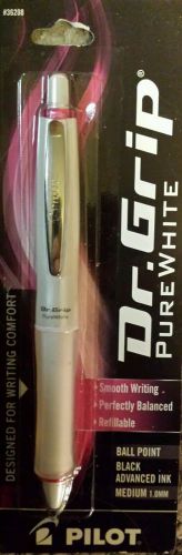 NEW Pilot Dr. Grip Pure White Ball Point Pen Black Ink Medium 1.0mm pink Accents