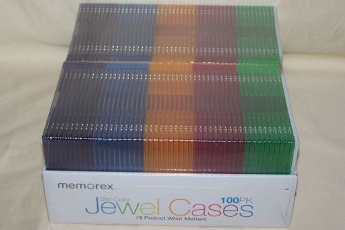 Memorex Slim Jewel Cases 100 Pack Multi-Color