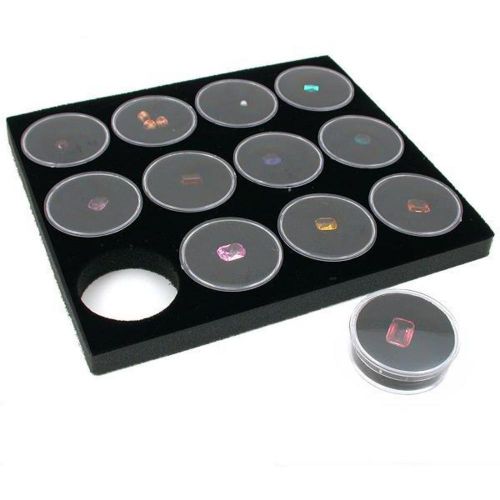 12 Black Gem Jars Display Tray Insert 3/4&#034;