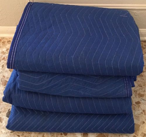 Set of 4 Blue Moving Blankets 72&#034;X80&#034; Quilted, Used
