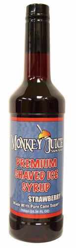 Strawberry Snow Cone Syrup - Made with PURE CANE SUGAR - Monkey Juice