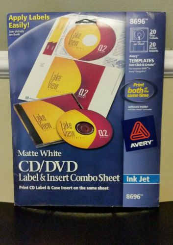 Avery 8696 Matte White CD/DVD 20 Label &amp; front insert Pack