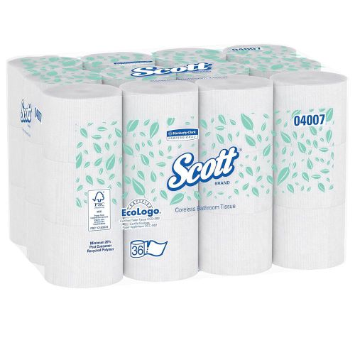 Kimberly-clark scott 04007 coreless standard roll bath tissue 4&#034; length x 3.9... for sale