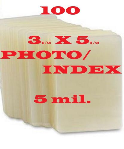 3-1/2 x 5-1/2 100 PK 5 mil Laminating Laminator Pouches Sheets Index Card