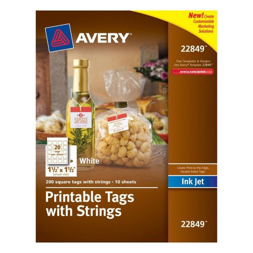 Avery printable tags with strings white 1.5 x 1.5 inches pack of 200 (22849) for sale