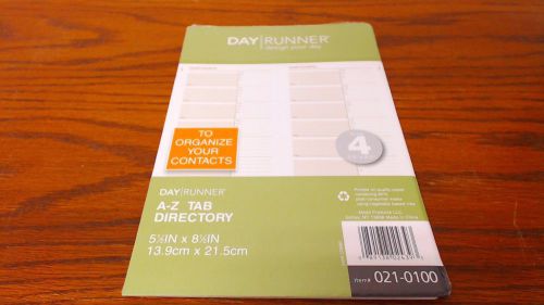 Day Runner A-Z Tab Directory Size 4 5 1/2&#034; X 8 1/2&#034; Item # 021-0100