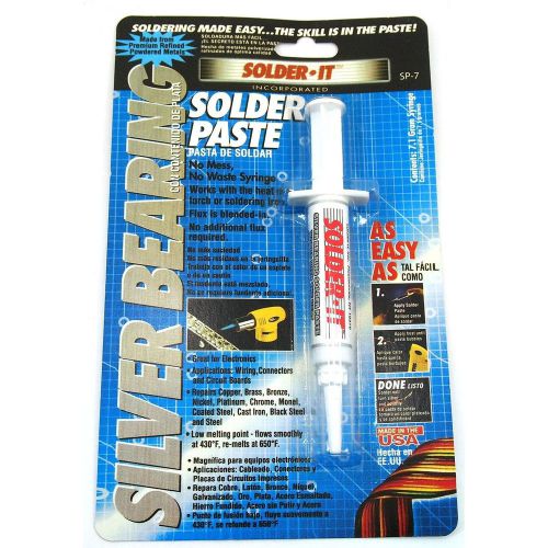 Solder-it sp-7 silver bearing solder paste syringe 7.1 grams, flux blended in for sale