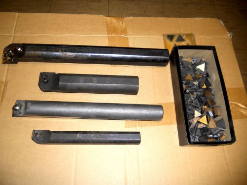 (4) Indexable Insert Boring Bars with Assorted Inserts: 1&#034;, 1-1/4&#034;, 1-1/2&#034; Bars