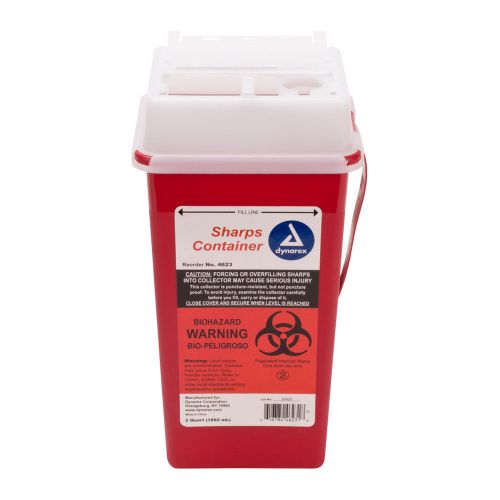 Dynarex medical grade 2 quart sharps container sanitary needle disposal for sale