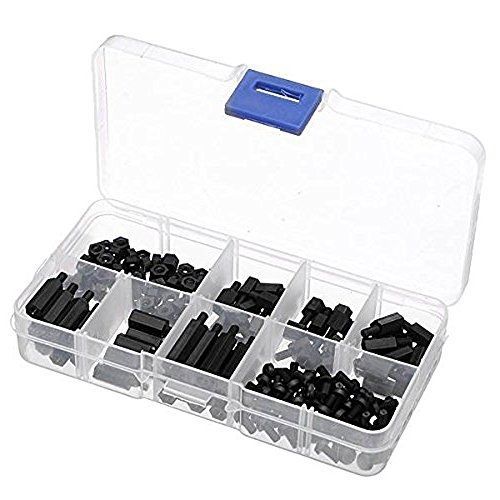 EMY 180Pcs M3 Nylon Hex Spacers Screw Nut Stand-off Plastic Accessories