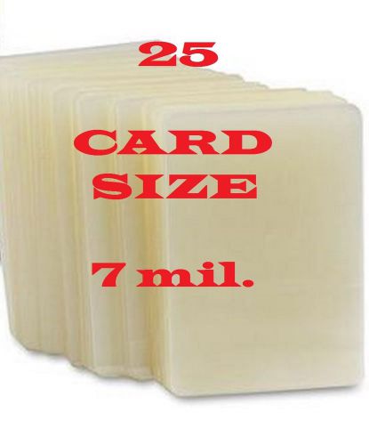 25 Card Size Laminating Pouches/Sheets  2-1/2 x 3-3/4,   7 Mil