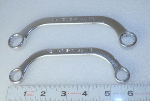 2 different SK Half Moon Wrenches 1/2&#034; x 7/16&#034; // 5/8&#034; x 9/16&#034;  USA H1416 H1820