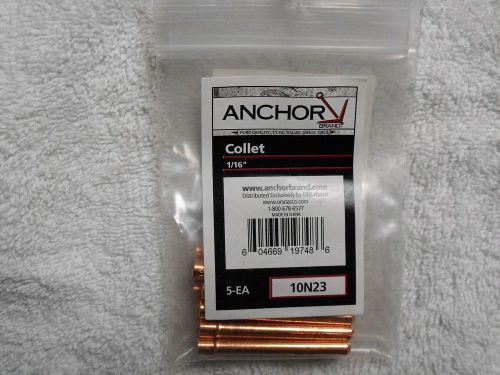 Anchor  1/16&#034; TIG Collet for 17, 18, &amp; 26 Torches Pk/5 (10N23)