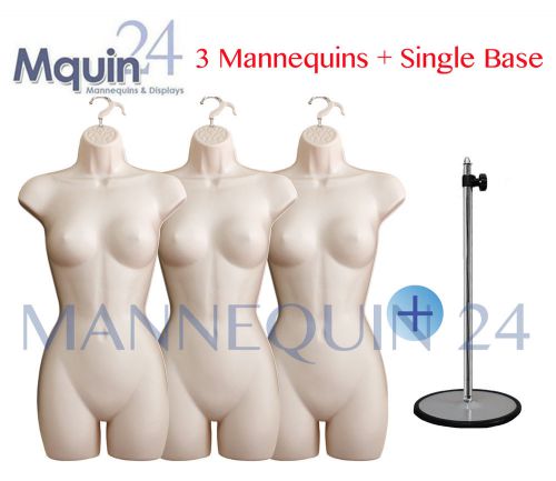 LOT OF 3 FEMALE MANNEQUINS +1 TABLE TOP STAND +3 HANGERS  WOMAN DRESS FORMS