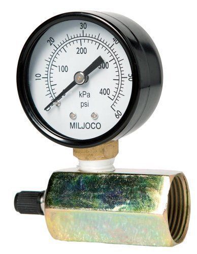 Miljoco P2008L04ATG Air Test Pressure Gauge, Brass Wetted Parts, 2&#034; Dial, 0-60