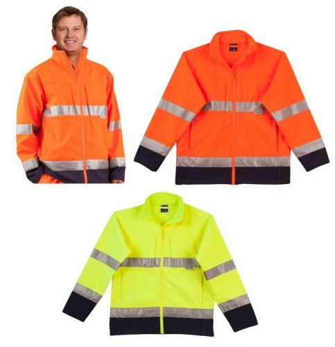 Mens hi-vis two tone softshell jacket 3m tape work wear fluro construction men&#039;s for sale
