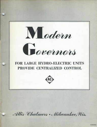 Equipment Brochure - Allis-Chalmers Hydro-Electric Governors TVA c1950&#039;s(E3029)