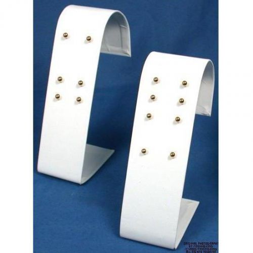 2 White Faux Leather Earring Displays