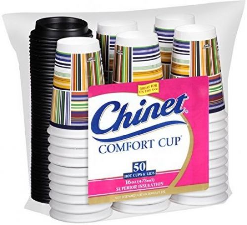Chinet Comfort Cup (16-Ounce Cups), 50-Count Cups and Lids