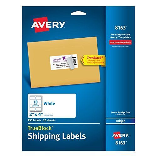 Avery Shipping Labels with TrueBlock Technology, 2 x 4, White, 250/Pack, PK -