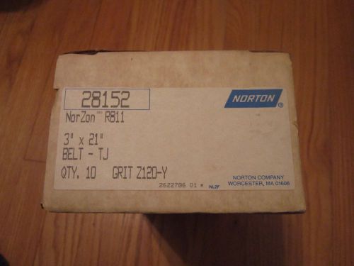 Norton NorZon R811  3&#034; x 21&#034; Sanding Belts  Qty 10 - Grit 120
