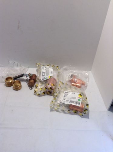 Quantity (8) Assorted lot of copper/brass connectors/couplings &amp; shom valve