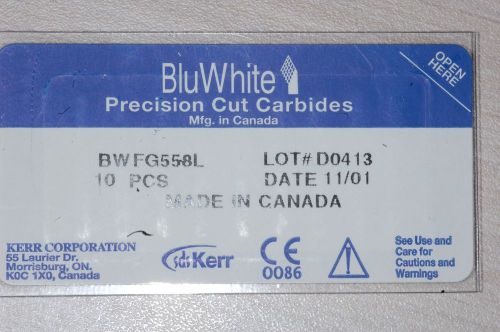 Kerr Blu White dental carbides 558L 10 pack