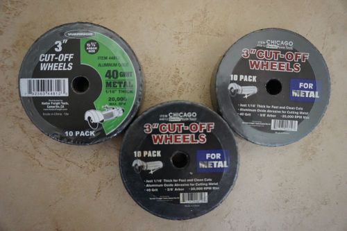 3&#034; metal cut-off wheels ~ 3 10 packs (qty 30) by chicago and warrior for sale