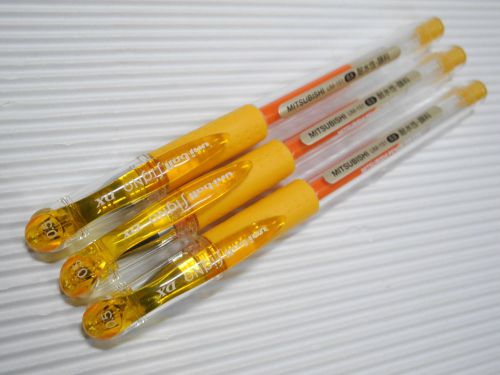 (3 pens) uni-ball signo dx um-151 0.5mm extra fine roller ball pen golden yellow for sale