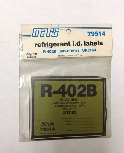 ~discount hvac~ ms-79514 - mars r-402b refrigerant i.d. labels - 10 in package for sale