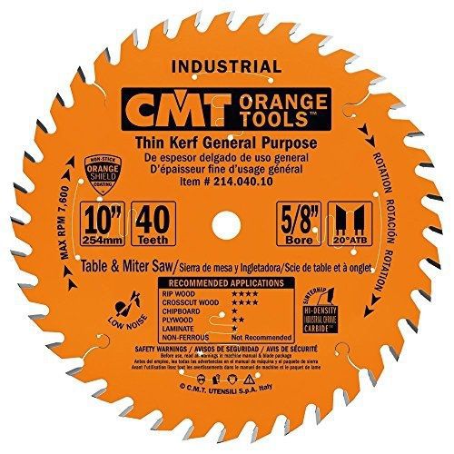 CMT 214.040.10 Industrial Thin Kerf General Purpose Saw Blade, 10-Inch x 40