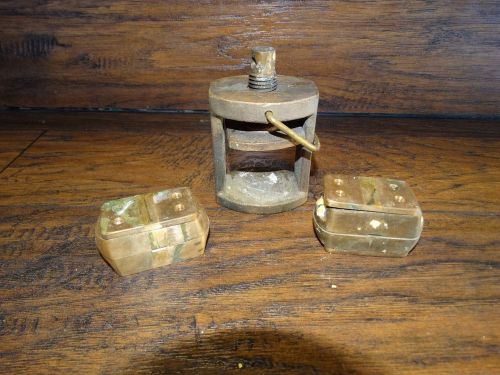 14507/ Vintage Brass Dental Lab Denture Mold Press ~ with Vessels &amp; Lids Dentist
