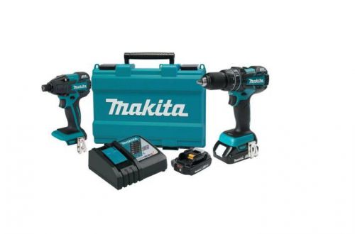 Makita 18V Compact 2pc Combo Kit Power Tool Cordless Hardware Drill, Contractor