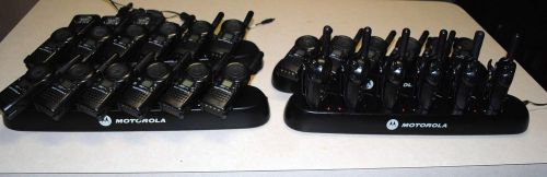 24 MOTOROLA CLS1110 2 WAY RADIOS WITH 4 GANG CHARGERs