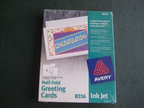 Avery Ink Jet 8316 ~ 25 Half Fold Cards With 25 Envelopes ~