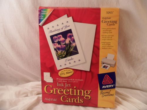 Avery 3265 Greeting Cards Half-Fold Inkjet, 5-1/2&#034;x8-1/2&#034;, Matte White