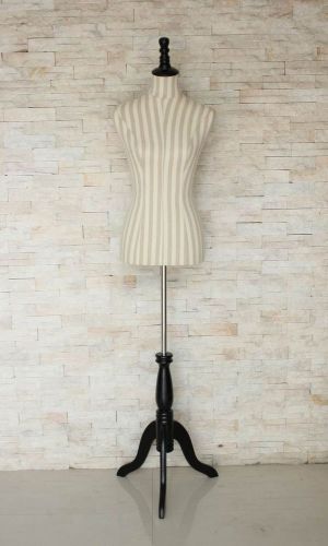 Female Dress Form Mannequin W/ Black Wooden Tripod Base Size 6-8 Medium 34&#034; 2...