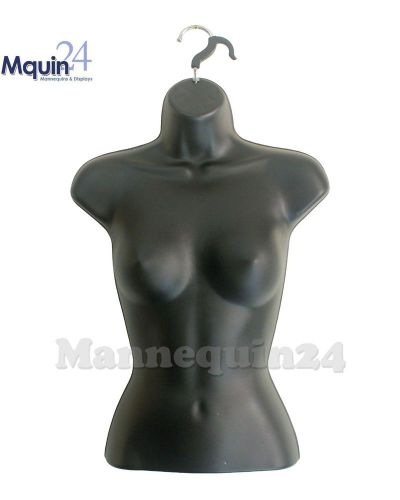 Female Torso Mannequin Body Form ( Black) with Hanging Hook